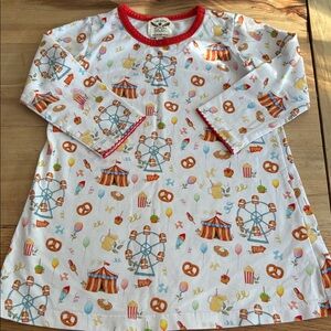 The Oaks Apparel Girls Colorful Carnival Print Long Sleeve Dress